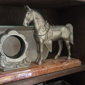 Hop Along cassidy era, horse statue clock frame